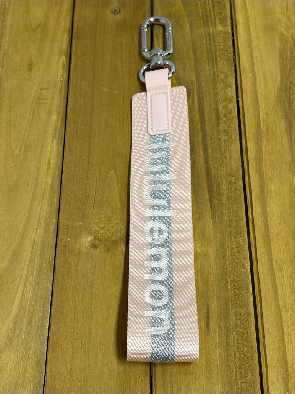 NWOT Lululemon Never Lost Keychain Pink Silver Glitter
